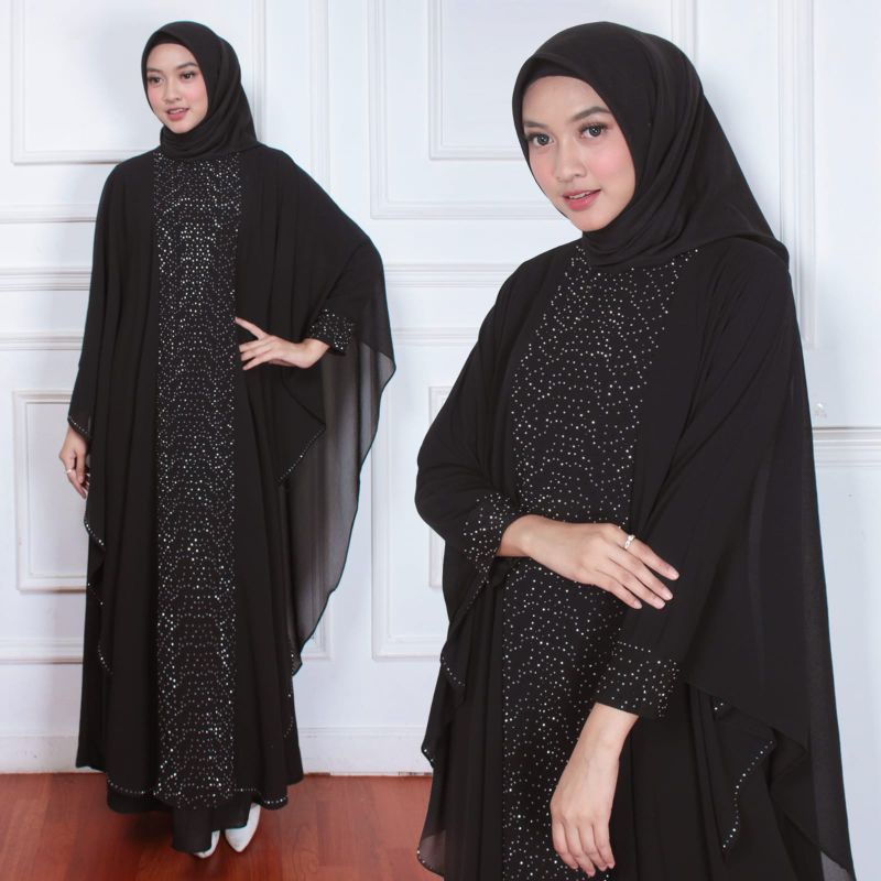 kaftan abaya hitam mewah dan elegan // kaftan abaya Arab // kaftan ceruty bordir // kaftan hitam // 