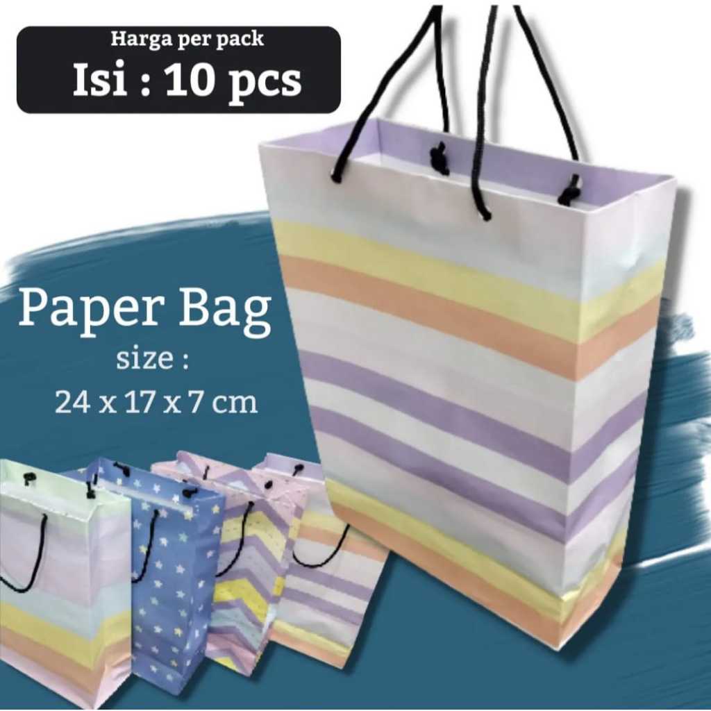 

( 1 pack ) isi 10 Tas kertas / PAPER BAG MOTIF , paper bag ulang tahun ,tas souvenir , ulang tahun