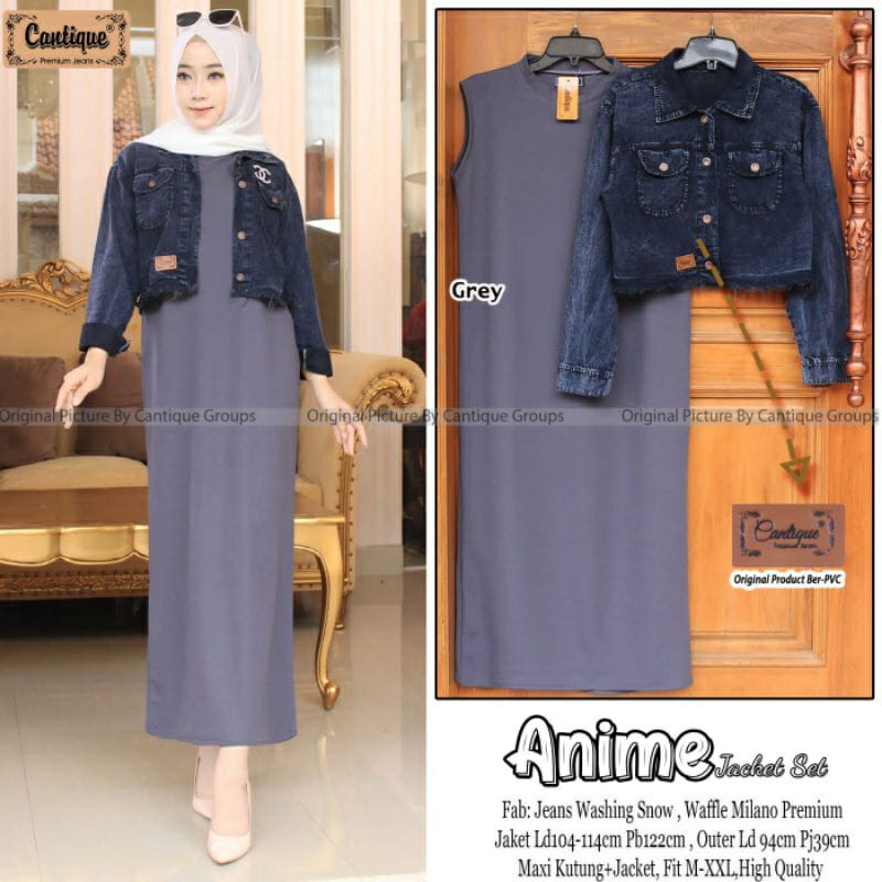RNA One Set Dres Outher Jaket Jeans Crop Rawis One Set Inner dan Jaket SATU SET INNER SPAN+JAKET CRO