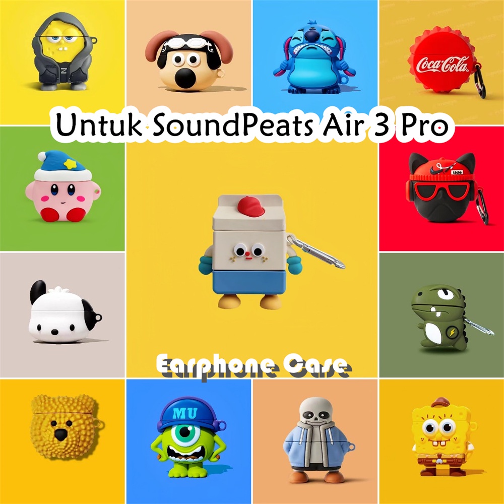 3Cideas Untuk SoundPeats Air 3 Pro Case Kartun Puppy & Jahit Soft Silicone Kasus Telpon telinga Earp