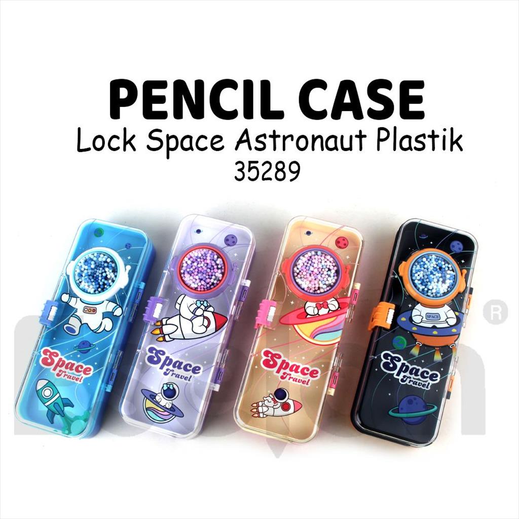 

[MaxMart] Kotak Pensil model Plastik Tebal +Lock 35289 / XIAOLINGJING Space Bubble