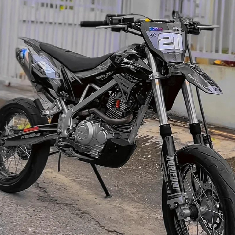 DECAL KLX BF DTRACKER HITAM KOMBINASI HOLOGRAM CUSTOM NAMA DAN NOMOR