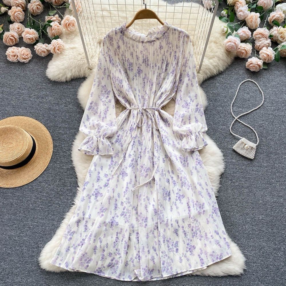 NJ Afiyah Midi Dress Motif Bunga Gamis Wanita Muslim Korean Style