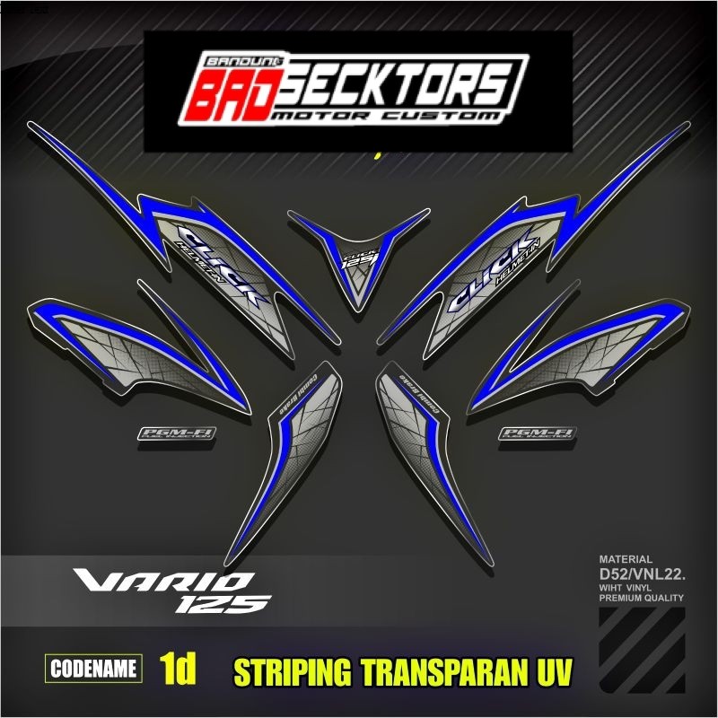 Decal Sticker Striping Variasi Transparan Uv Vario 125 Old (CLICK 125 i) Vario 125 Techno/Cbs 2012-2