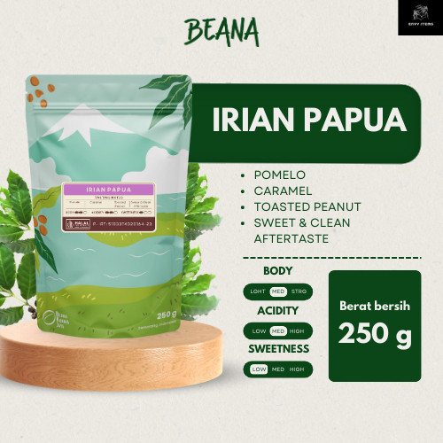 

Papua Irian Arabica Coffee Roasted Beans | Biji Kopi Bubuk 250gr - Beana Roastery Semarang