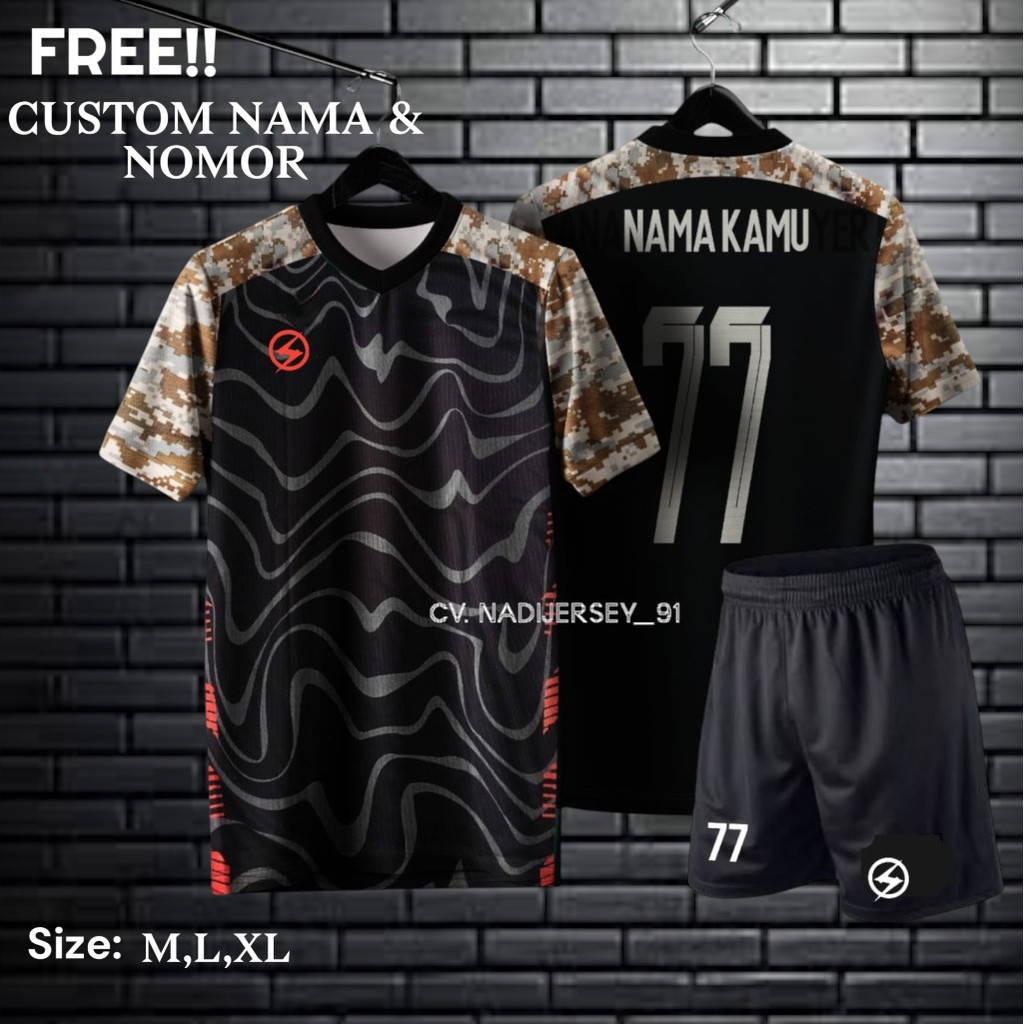 Baju Jersey Bola Futsal  Cowok Cewek Pria Wanita Dewasa Custom Sablon Nama + Nomor Punggung Sendiri