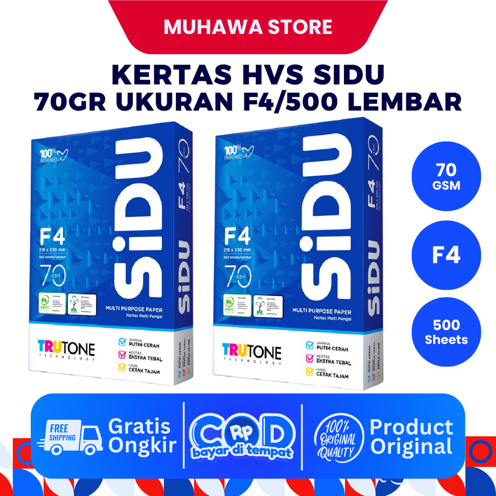 

KERTAS HVS SiDU KERTAS MULTIFUNGSI PRINTABLE 70GSM F4