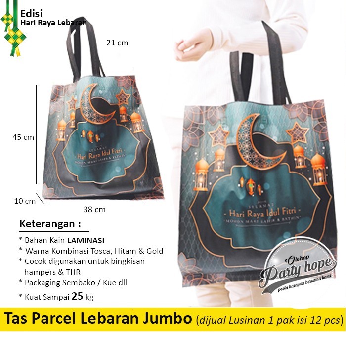 

(isi 12) Tas souvenir Goodie bag kantong Idul Fitri Lebaran Ramadhan L