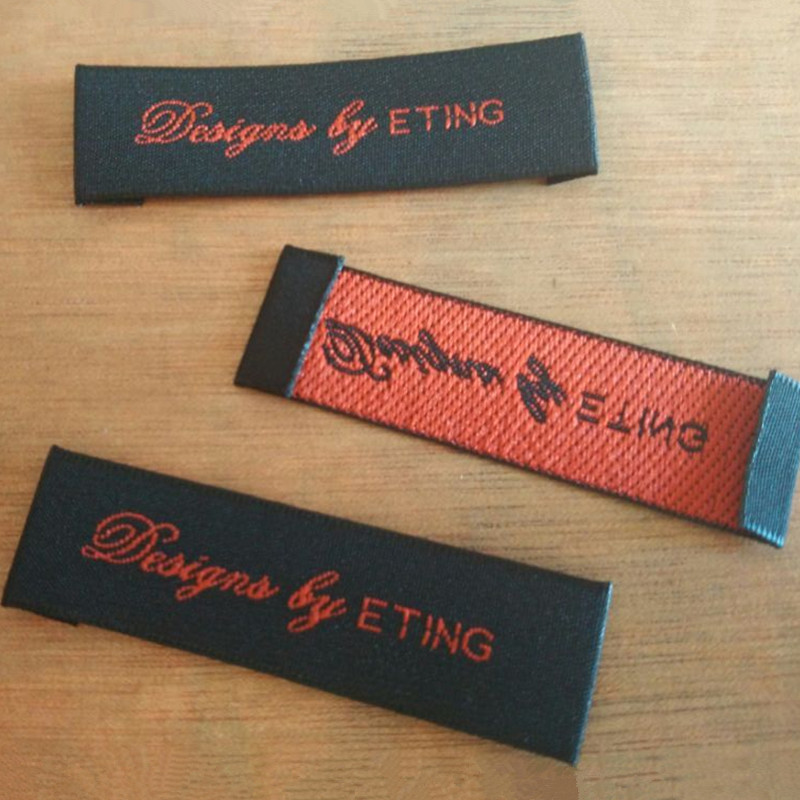 

1000PCS Custom Orange Clothing Labels 5 * 1.5 cm End fold polyester cloth woven label