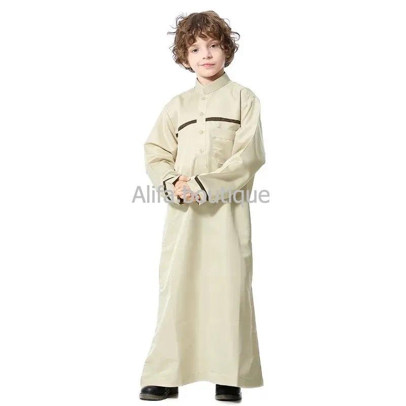 Child Dubai Saudi Muslim Robe Kids Arabia Pakistan Boys Thobe Middle Eastern Eid Ramadan Long Jubba 