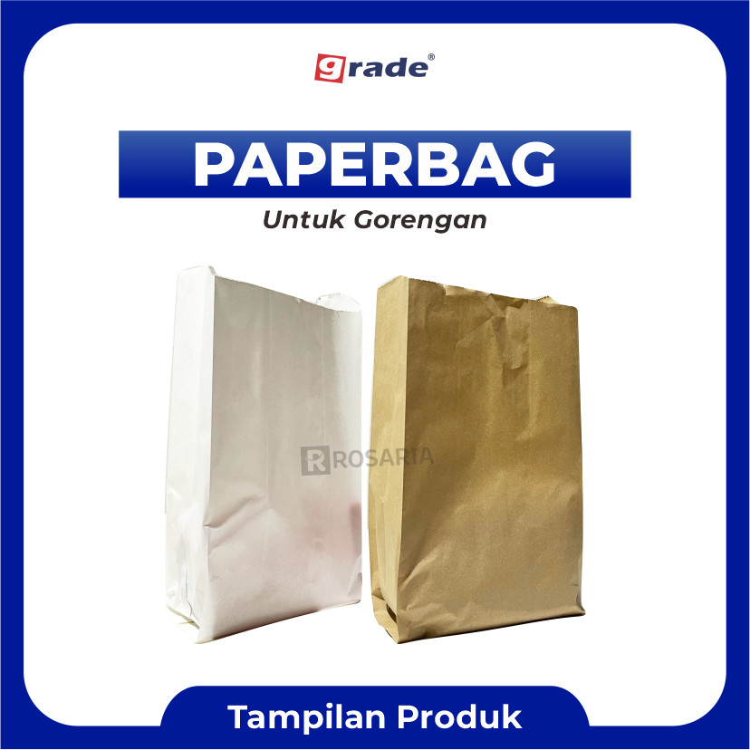 PAPER BAG POLOS GRADE 13X25X8 Paperbag Kantong Kertas Food Snack