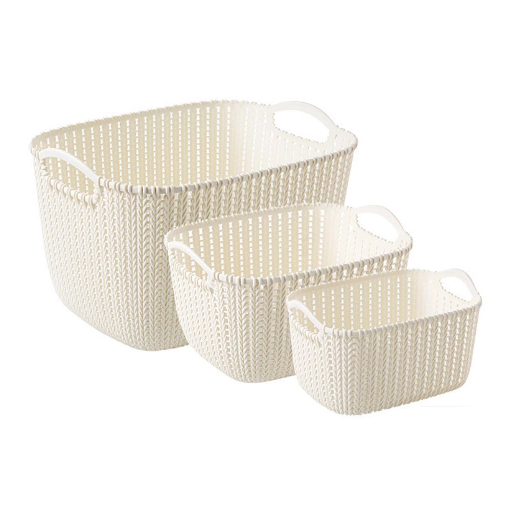 

Simplicity Imitation Rattan Storage Box Plastic With handle Desktop Storage Basket Large Storage Frame Bathroom Dirty Clothes