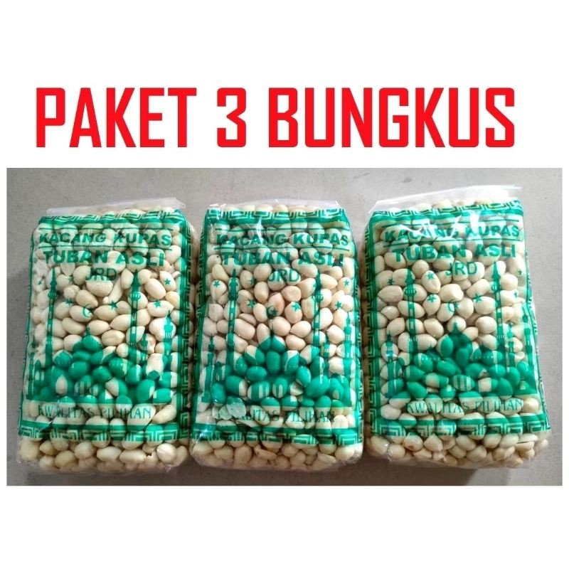 

Paket 3 bungkus kacang kupas asli tuban Berat 1 Bungkus 350 Gram - Kacang Tuban