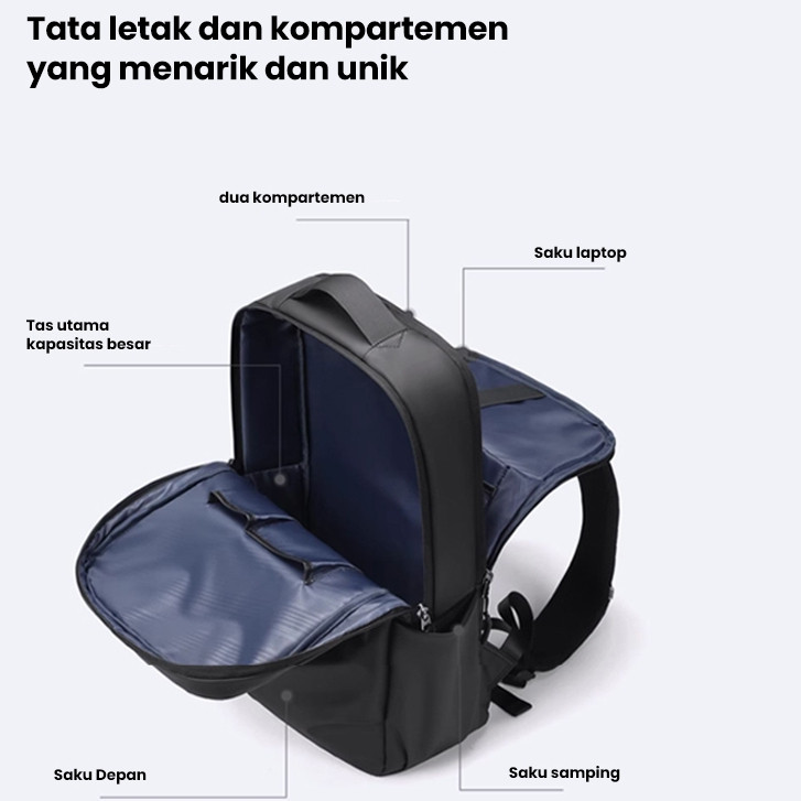 Tup D Tas Ransel Pria Kapasitas Besar Tas Ransel Laptop Kasual Tas Sekolah Tas Punggung Trendy TR716