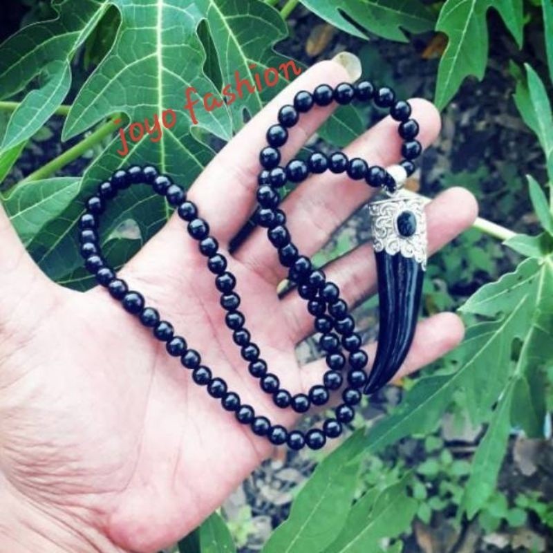 KALUNG TASBIH FOSIL AKAR GALIH KELOR KALIMANTAN LIONTIN TARING PERAK