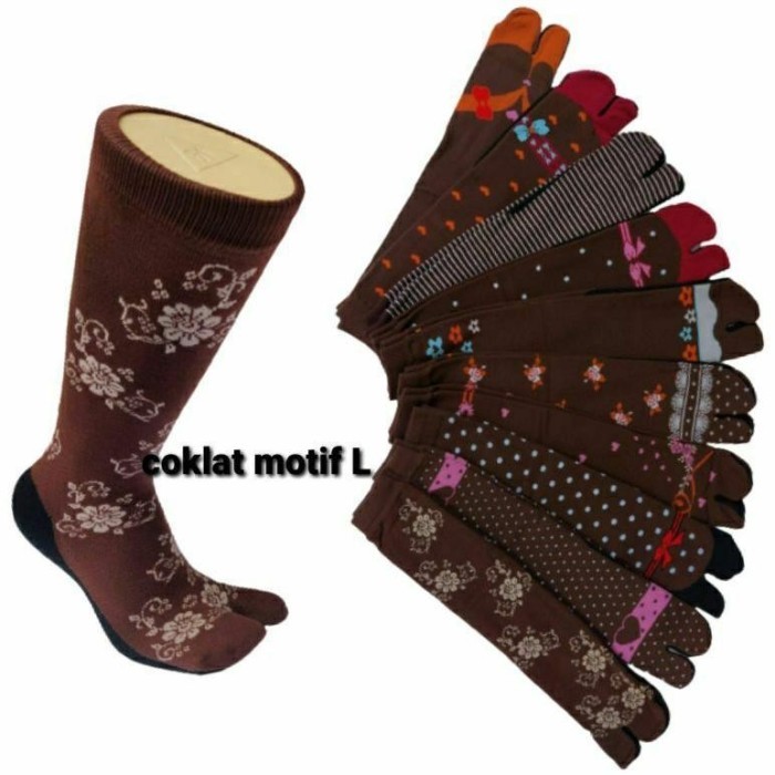 KAOS KAKI JEMPOL MUSLIMAH MOTIF WARNA COKLAT KAOS KAKI JEMPOL MUSLIMAH NILON kaos kaki jempol motif(