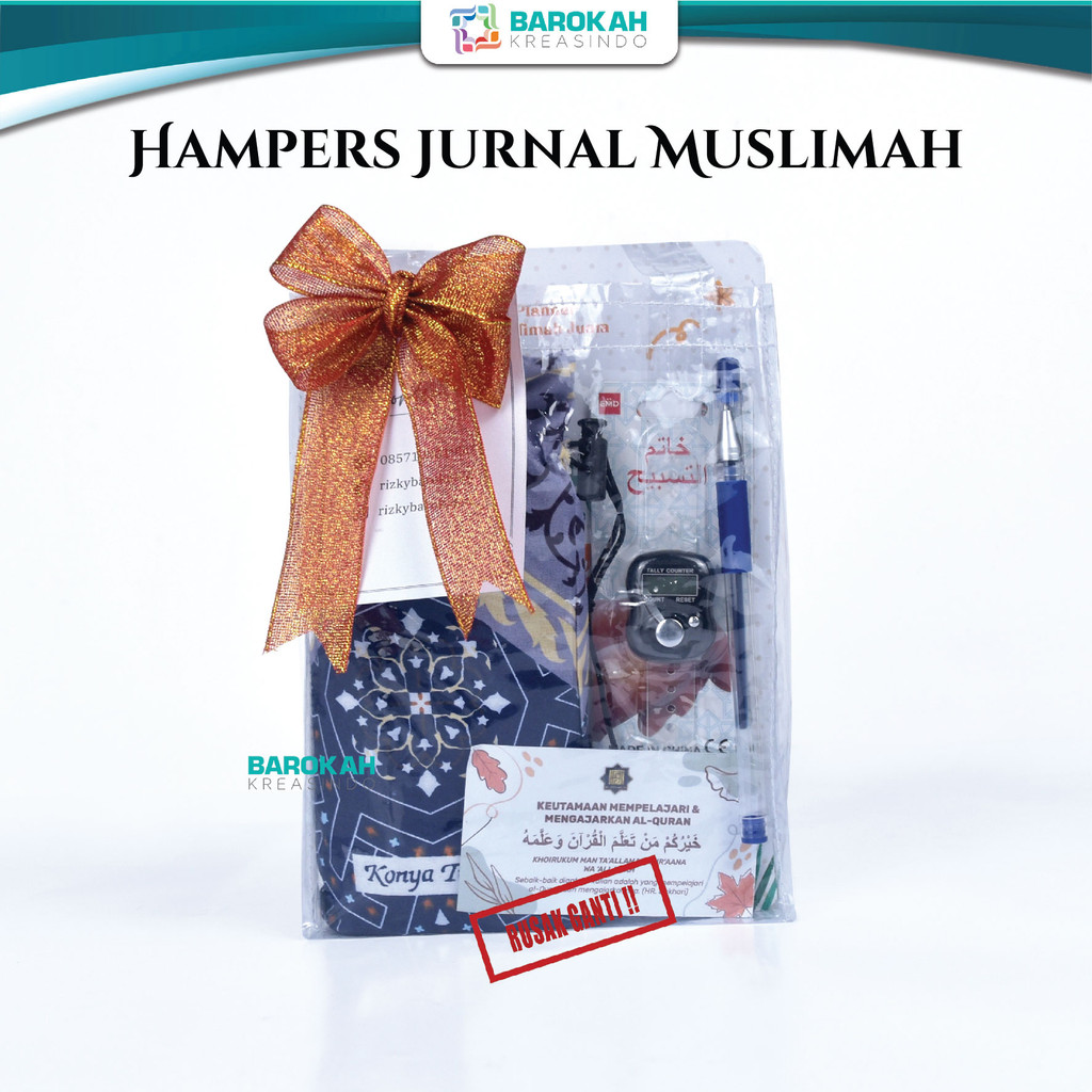 Buku Agenda Giftset Hampers 2in1 Notebook A5 Jurnal Muslimah + Sajadah Pouch Bonus Ballpoint,Stiker