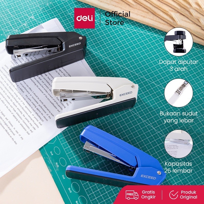 

BobomartX Deli Stapler dapat Diputar 3 Arah 25 Lembar, 24/6 dan 26/6 Setengah Strip Stapler E0434