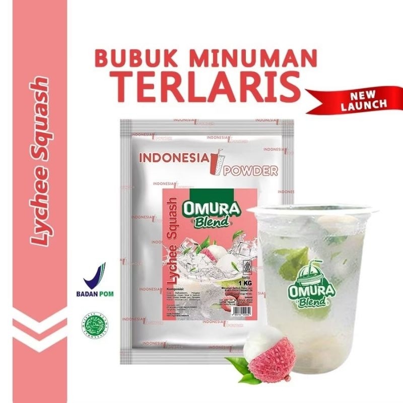 

[SDW] pekanbaru/Lychee Squash 1 Kg (Bubuk Minuman Mix Gula) Berkualitas Premium Merk Omura Blend