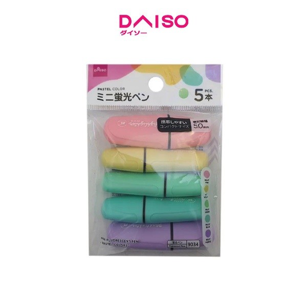 

Daiso Mini Fluorescent Pen Water-based Ink - Pastel Colors - 5 pcs. - Square tip - 5mm - 0.19 in -