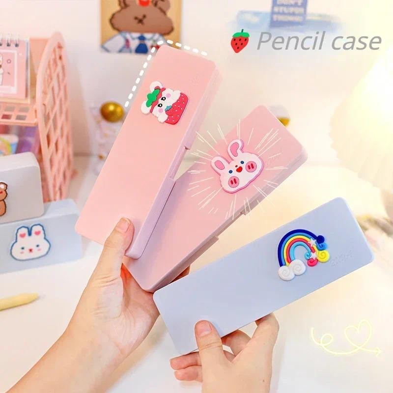 

Cute Cartoon Macaron Color Pencil Case Portable ABS Waterproof Kawaii Student Stationery Organizer Girls Back To School Supplies