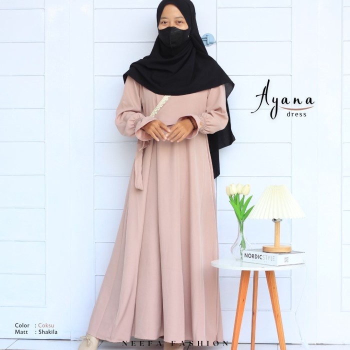 GAMIS AYANA BAHAN SHAKILA KOMBINASI RENDA PREMIUM GAMIS POLOS