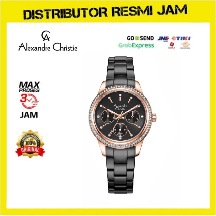 Jam Tangan Wanita Alexandre Christie AC2A62BFB AC 2A62 BFB Black Rose