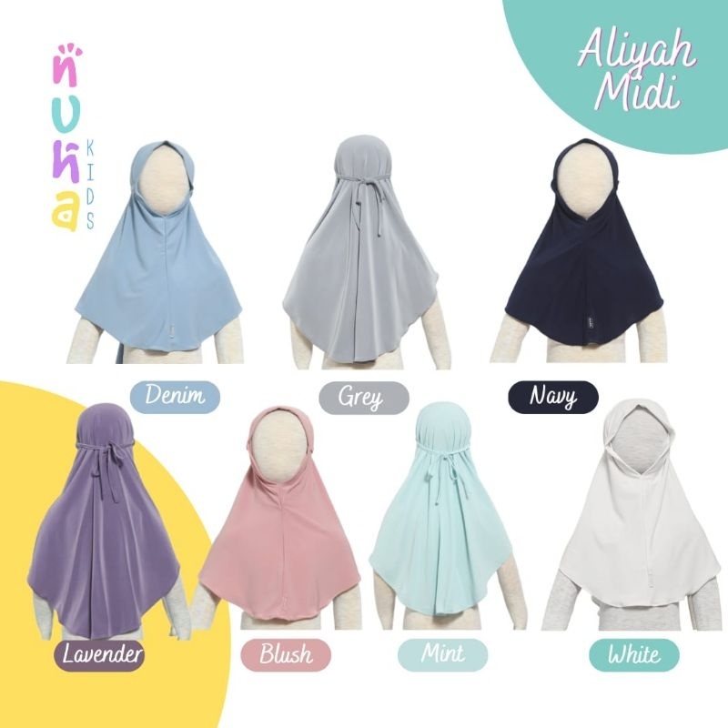 Hijab Anak Instan Jilbab Jersey Premium Tali Aliyah Midi Nuha Kids