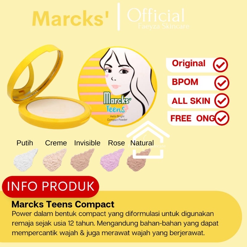 [ MARCKS TEENS BEDAK PADAT  ] MARCK'S Marcks Teens Compact Powder 12g - Bedak Padat
