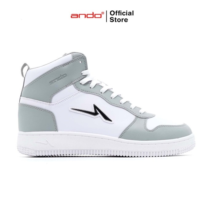 Ando Official Sepatu Sneakers Tricks High Pria Dewasa - Putih/Abu Muda - 40
