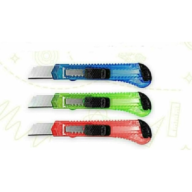 

Pisau Cutter Besar Transparant Ukuran 18mm Warna WarnI / Perlengkapan ATK Sliding Knife Cutting Tool / Kater Plastik Alat Pemotong Kertas Kardus Super Tajam