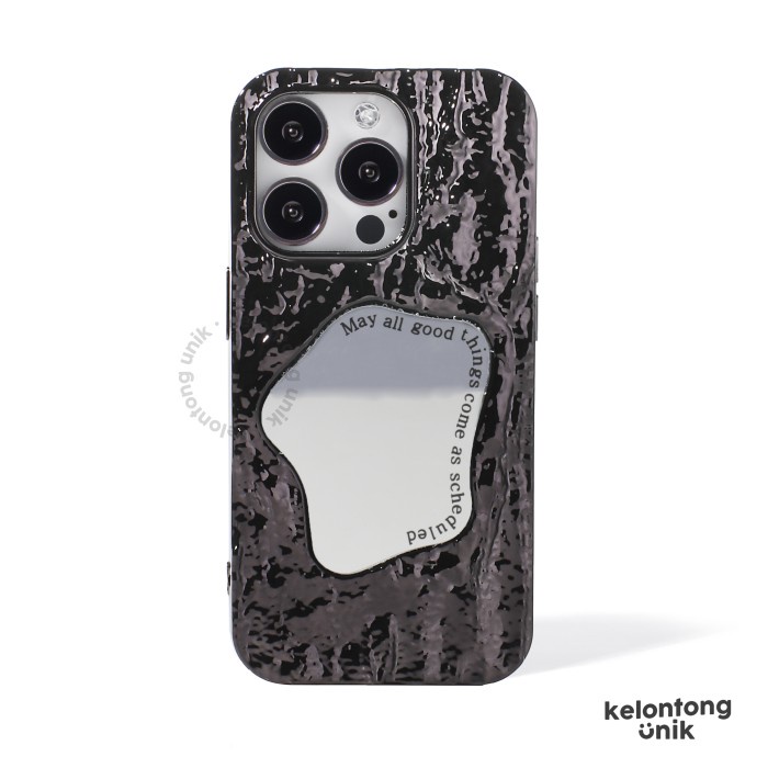 For iPhone X - 13 - Rock Grain Wrinkle Mirror Case