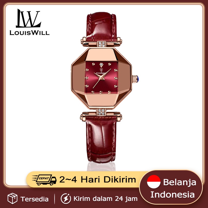 COD Louiswill Jam Tangan Wanita Jam Tangan Kuarsa Tali Kulit Asli / Jam Tangan Tali Baja Fashion Wan