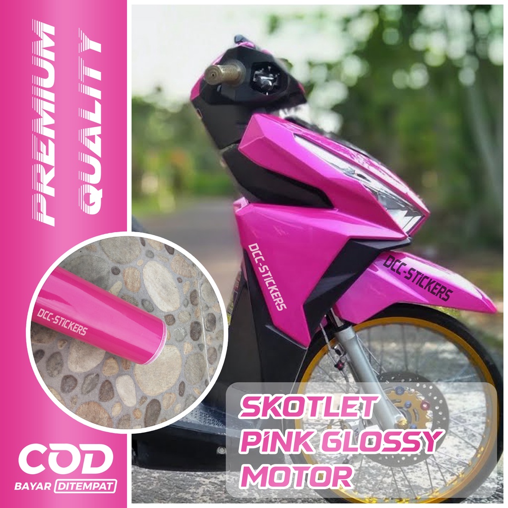 Stiker Skotlet Pink Glossy Kilap Merah Muda Merah Jambu Decal Vynil Body Motor