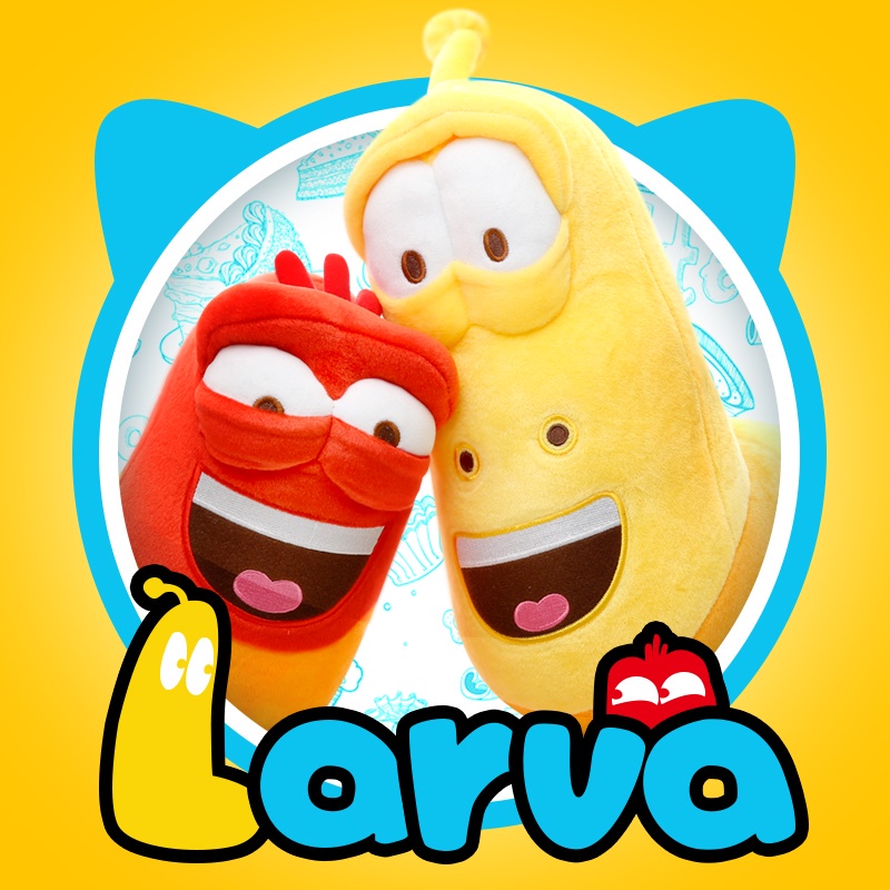 Mainan Anak Boneka Larva Boneka Kartun Serangga Larva Warna Kuning / Merah Cartoon Ulat Animated By 