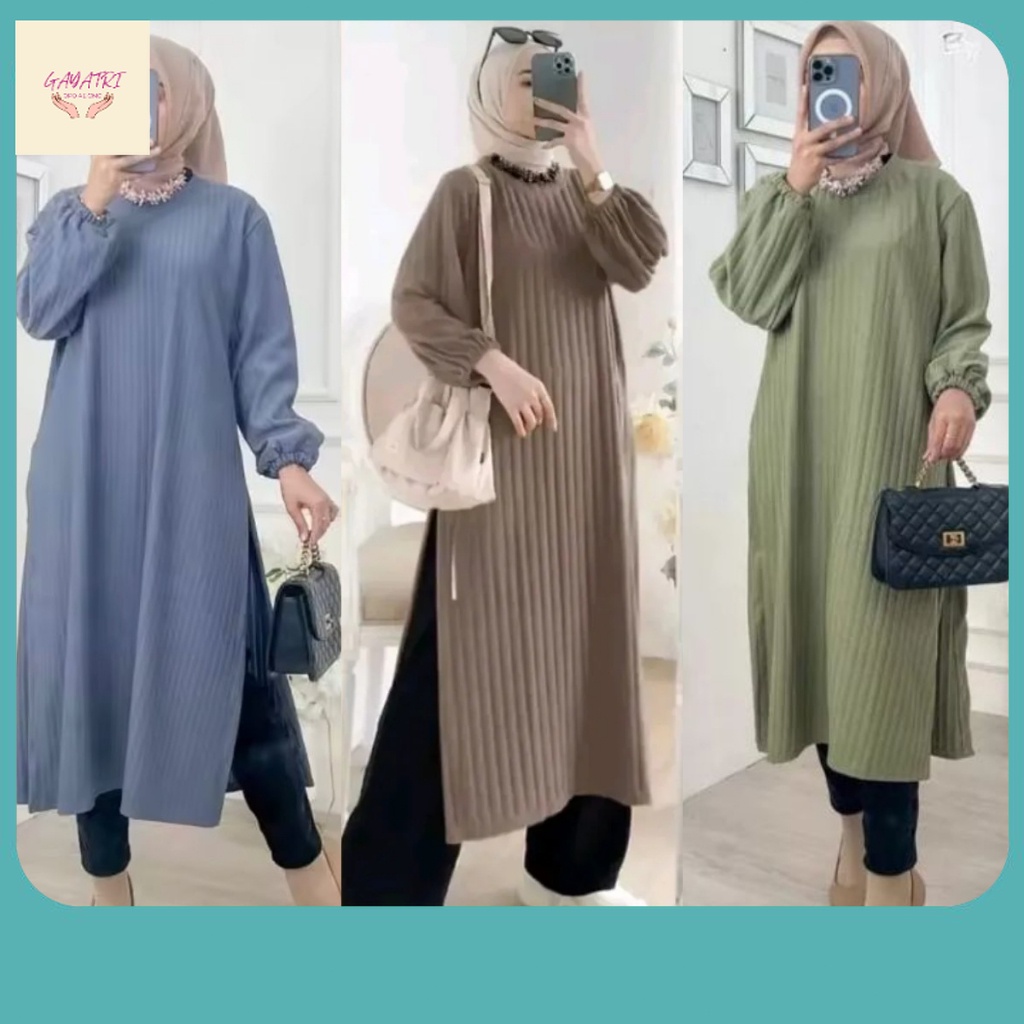 Dress Terbaru / TANIA LONG DRESS LONGSLEVE KNIT - Midi Dress Wanita Lengan Balon Panjang Bahan Knit 