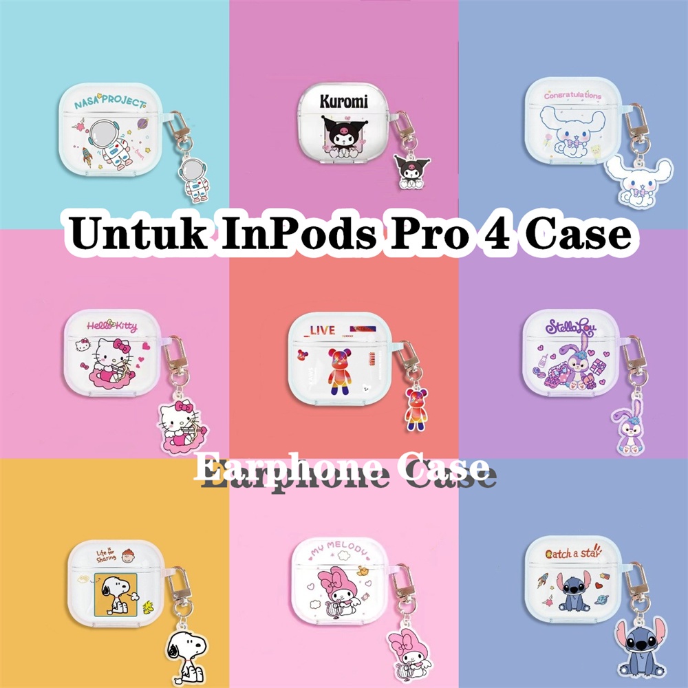 Ready Untuk InPods Pro 4 Case Kartun kreatif transparan Soft Silicone Earphone Case Cover