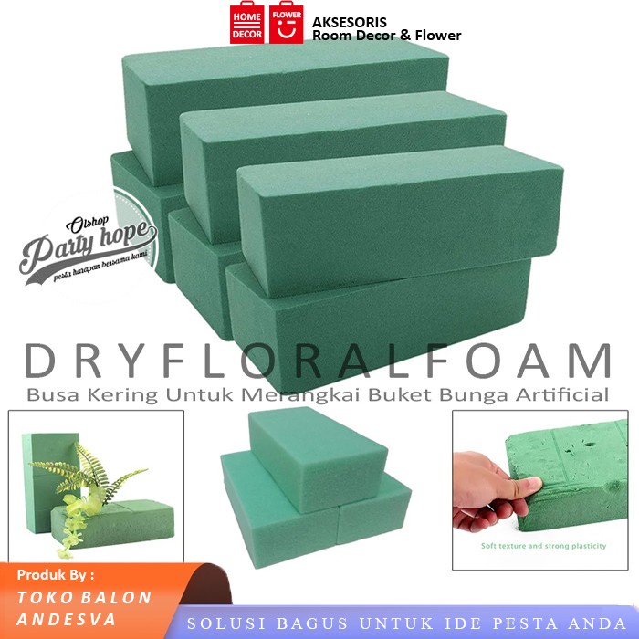 1 DUS ISI 24 Flower Foam Buket Bunga / Busa Bunga Hijau Kering Busa Merangkai Bunga
