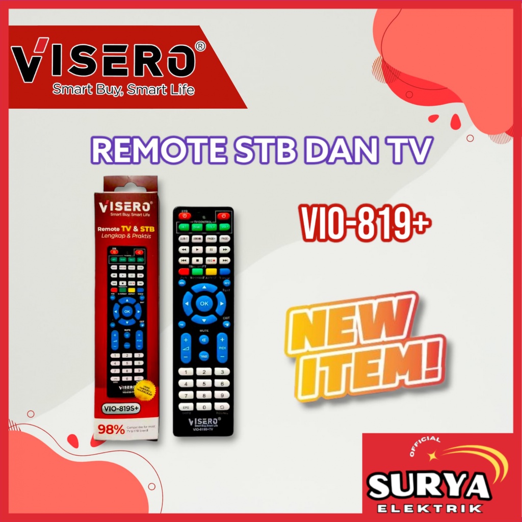 Remote STB Dan TV VISERO VIO 819 Plus Set Top Box Receiver TV Digital DVB T2 Hybrid