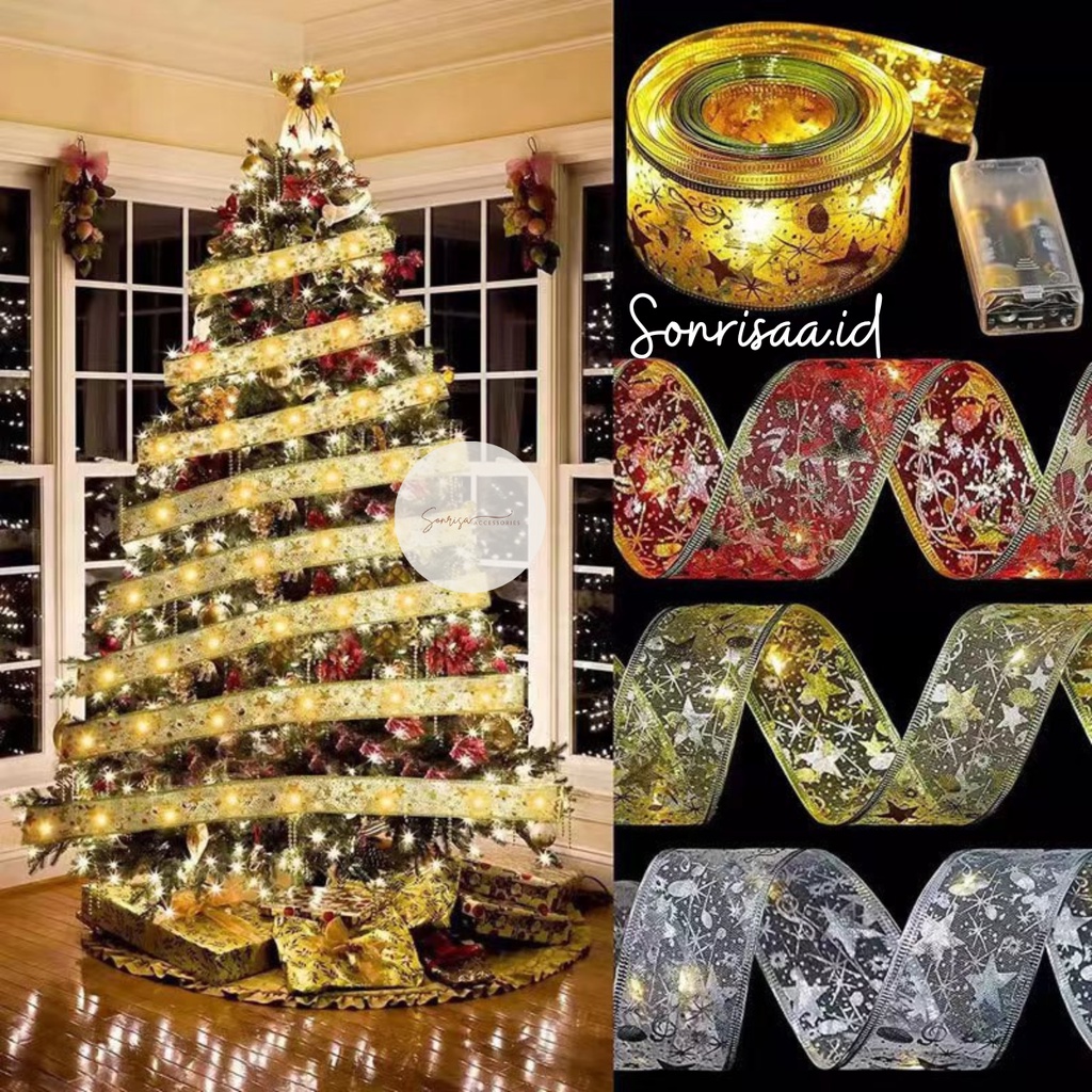 Lampu Natal Pita / Kain Lampu LED Tumbler / Dekorasi Pohon Natal / Hiasan Natal