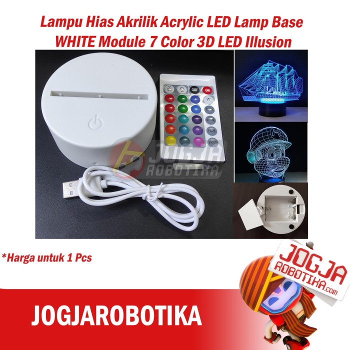 Lampu Tidur Lampu Hias Akrilik LED Lamp Base 7 Color 3D LED Putih