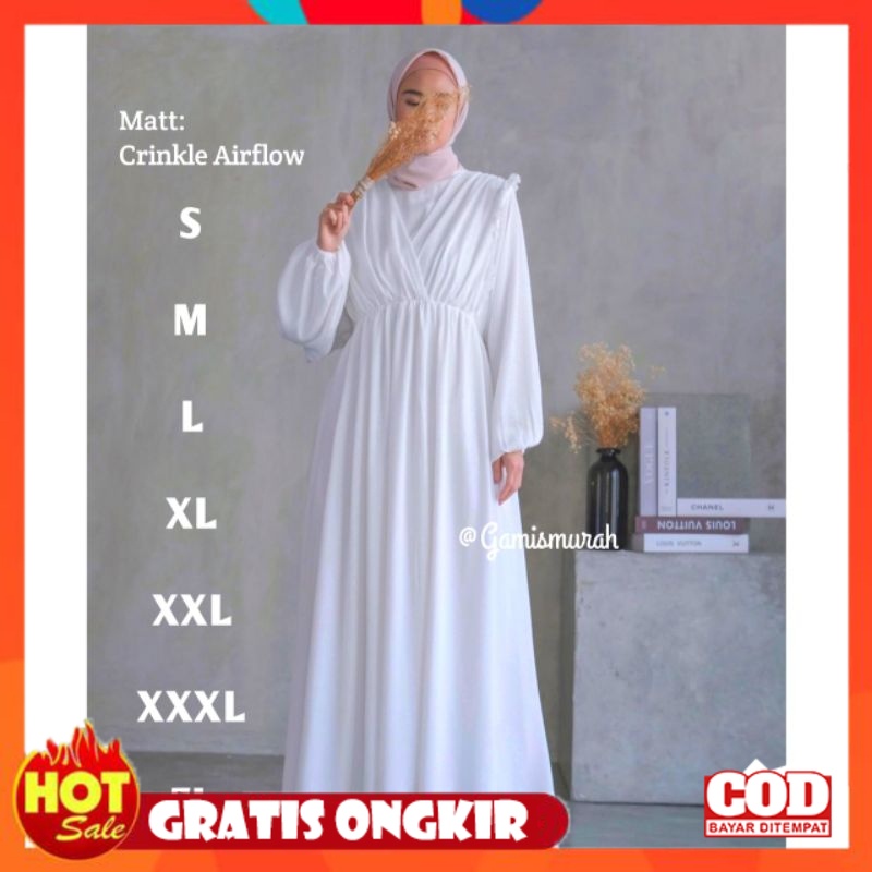 KAIN ADEM HALUS TEBAL / Edira Dress  | Gamis Syari Jumbo ukuran S M L XL XXL XXXL 5L | Gamis putih u