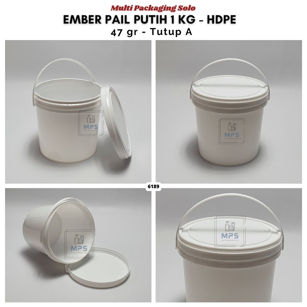 Ember Pail 1 Kg Putih Hdpe + Ttp A / Ember Hdpe / Ember Pail / Ember Cat / Ember 1 Kg