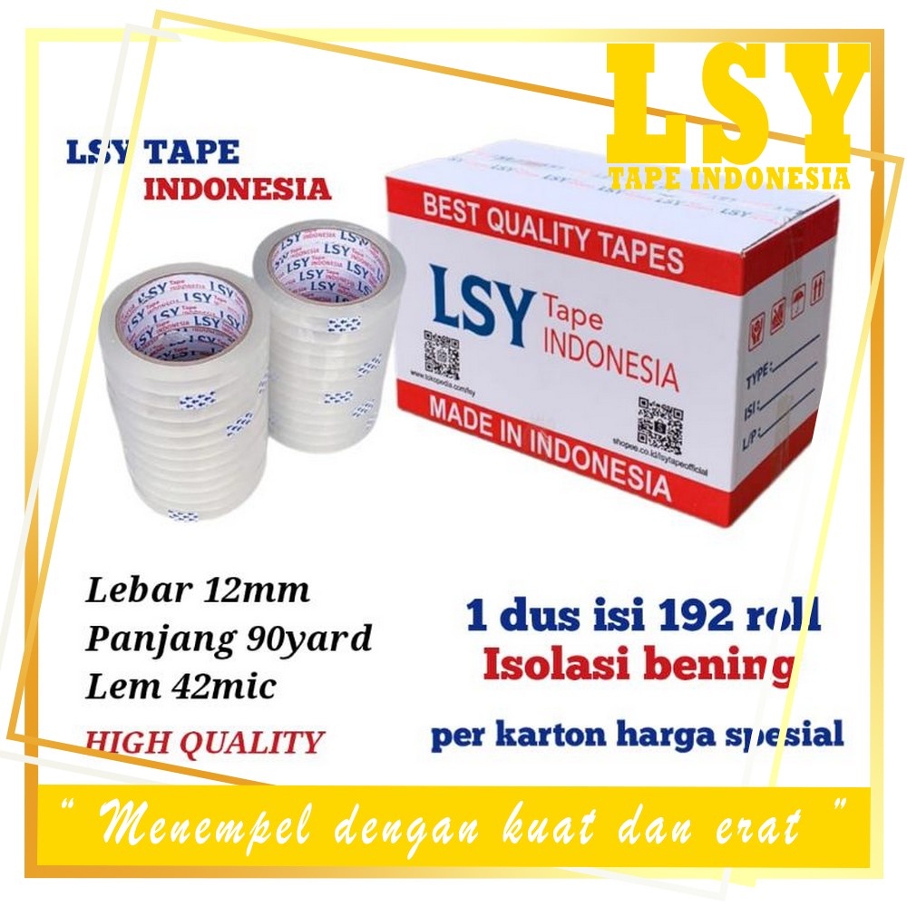 

LSY 1Dus Grosiran 192roll Isolasi Bening Full 12mm x 90yard Berkualitas
