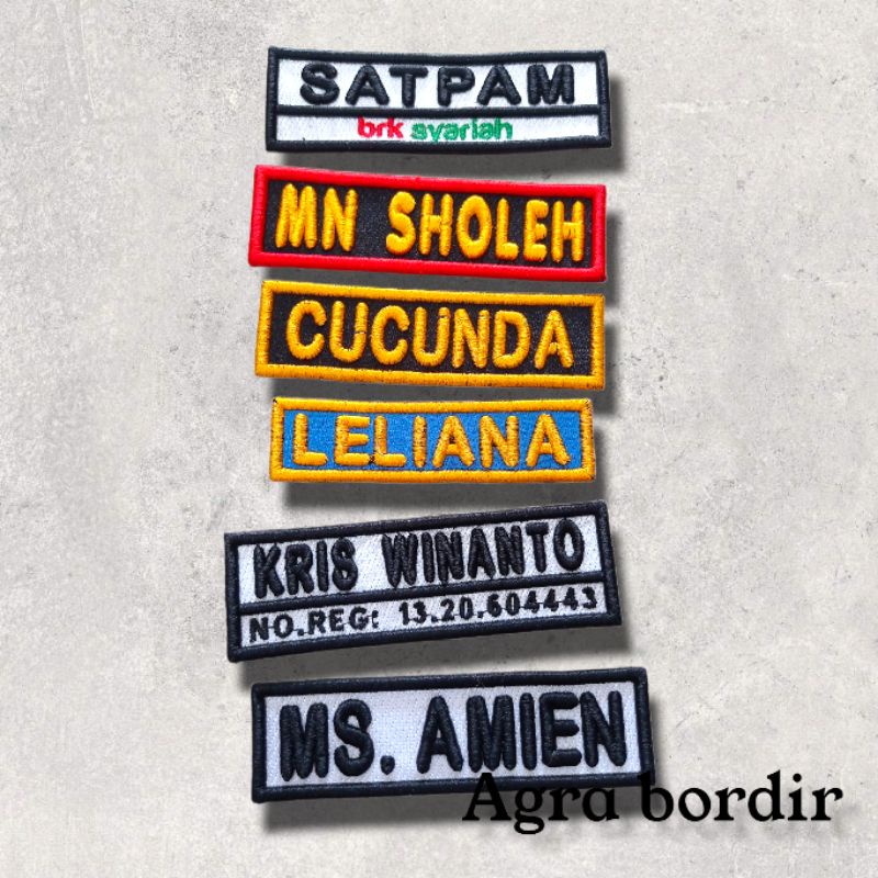 Bordir Bordir bordir nama timbul satuan requestbisa pesan satuan