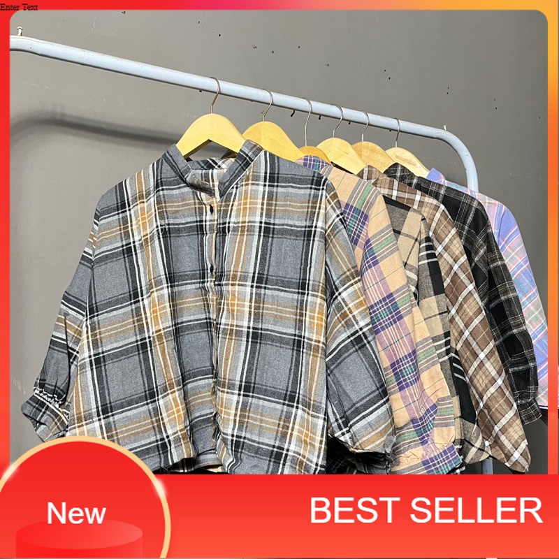 STIEGO -KEMEJA FLANEL WANITA BATWING  | TARTAN KOTAK - KOTAK OVERSIZED | BEST SELLER COD/distro mera