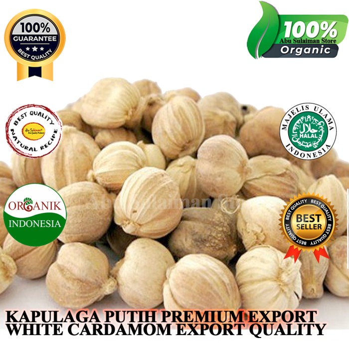 

Kapulaga Putih (bulat) Premium 1 Kg / Indonesian White Cardamom Export Quality