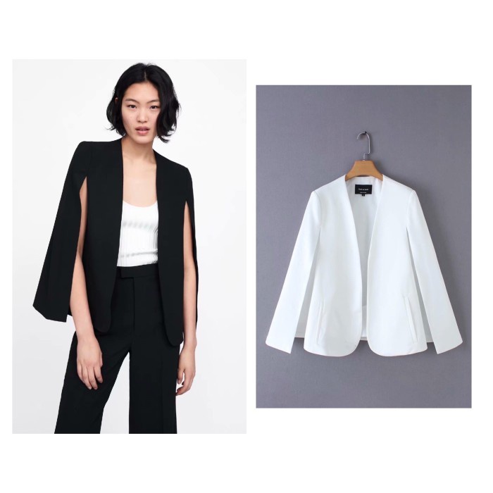 [Big Sale] Blazer Wanita Lengan Belah / Cape Classy Hitam , Putih