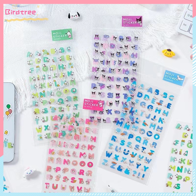 

[Readystock❤️COD]Stiker Letter Kartun Transparan Sanrio Cinnamoroll Kuromi Starder PVC Bahan Stiker Ledger Tangan