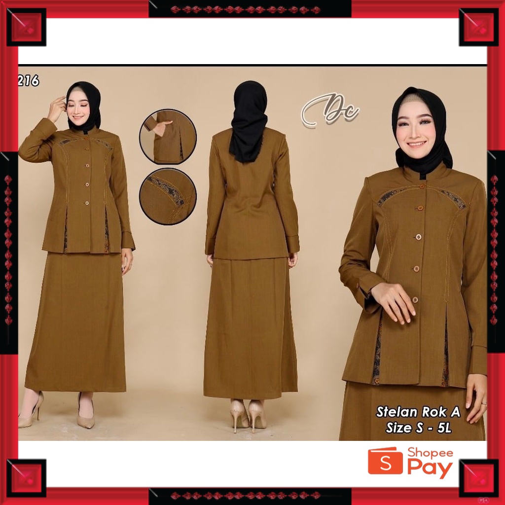 12.12 SERAGAM SALE / Seragam Dinas Wanita Khaki Set Rok Blazer Batik Belah Pemda Kheki Stelan Rok Se